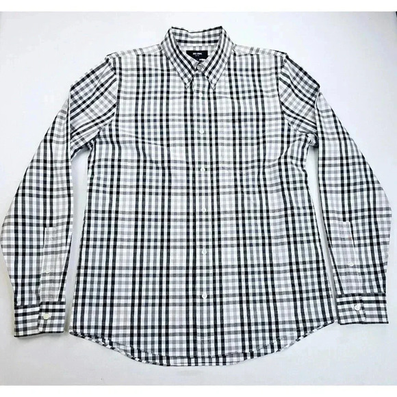 Jack Spade Size Large Mens White Black Cream Check Button Down Long Sleeve Shirt - Picture 1 of 10
